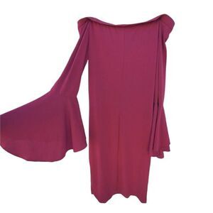 Eci Womens Sheath Dress Burgundy Wine Off Shoulder Bell Sleeve S New I41